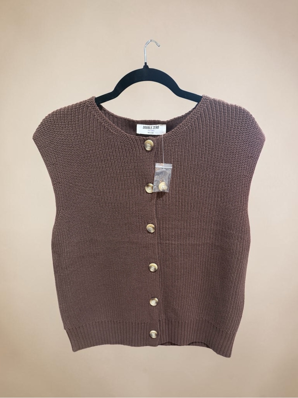Double Zero Brown Button-Front Knit Sweater Vest